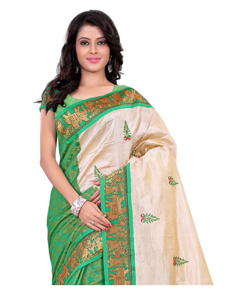 Anshika Lifestyle Green Cotton Saree - Buy Anshika Lifestyle Green ...