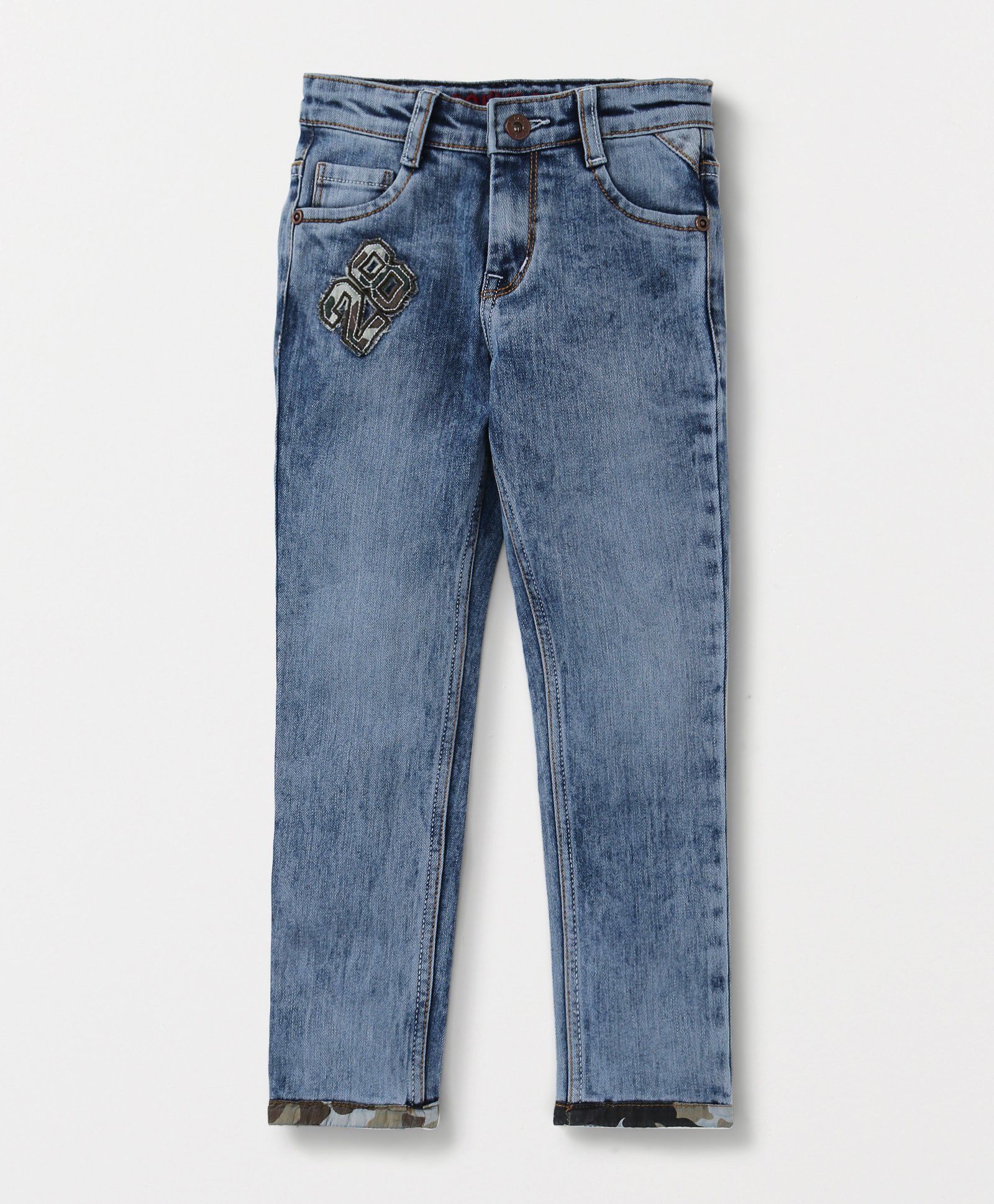 elastic waist jeans with pockets