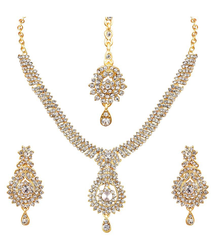 Vk Jewels Gold Plated Alloy Cz American Diamond Necklace Set For Women Vknks G Buy Vk