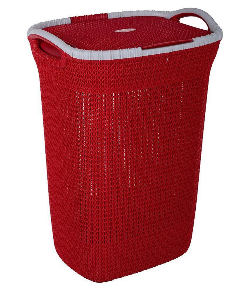 Nayasa Red Plastic Laundry/Cloth Basket 
