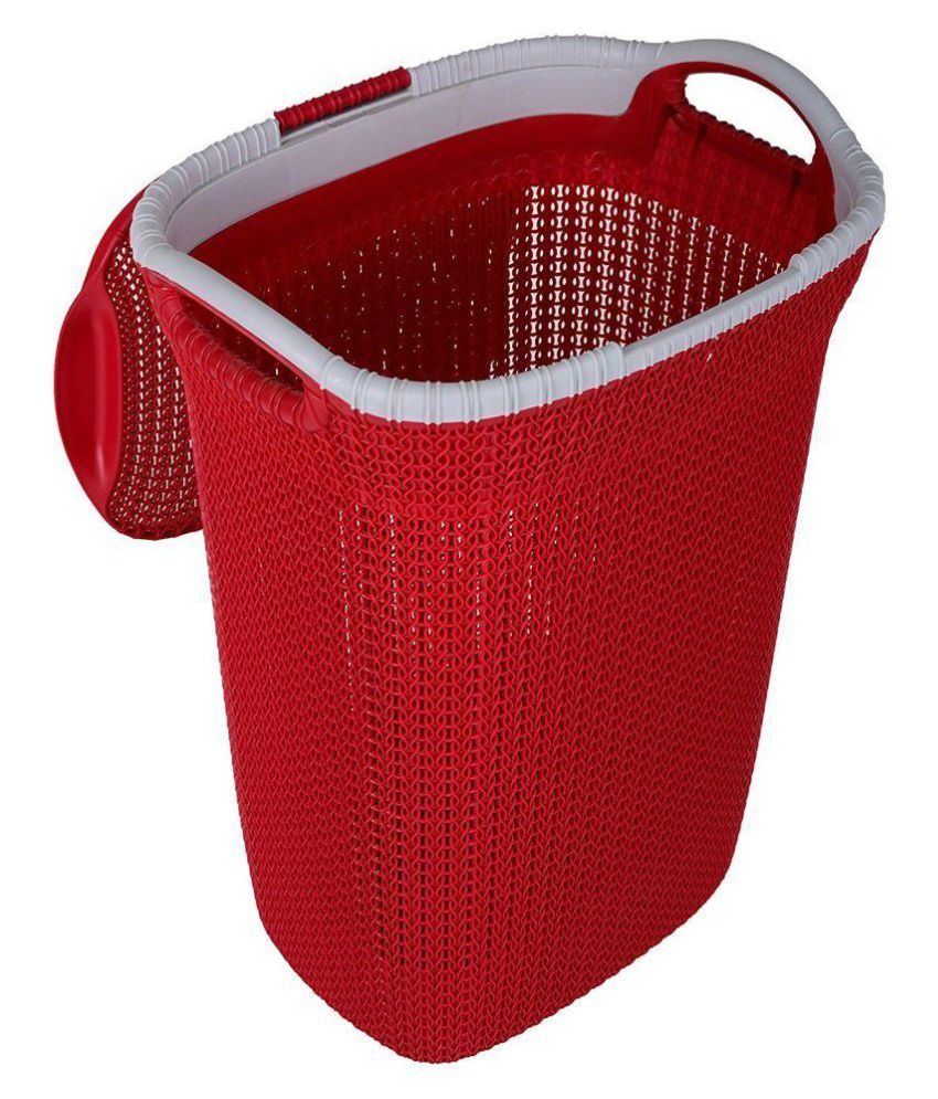 Nayasa Red Plastic Laundry Cloth Basket With Lid 40 Liters Nayasa Red Plastic Laundry Cloth Basket With Lid 40 Liters