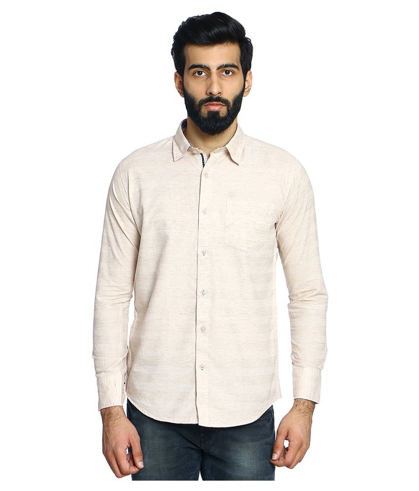    			Duke - Beige Cotton Blend Slim Fit Men's Casual Shirt (Pack of 1)