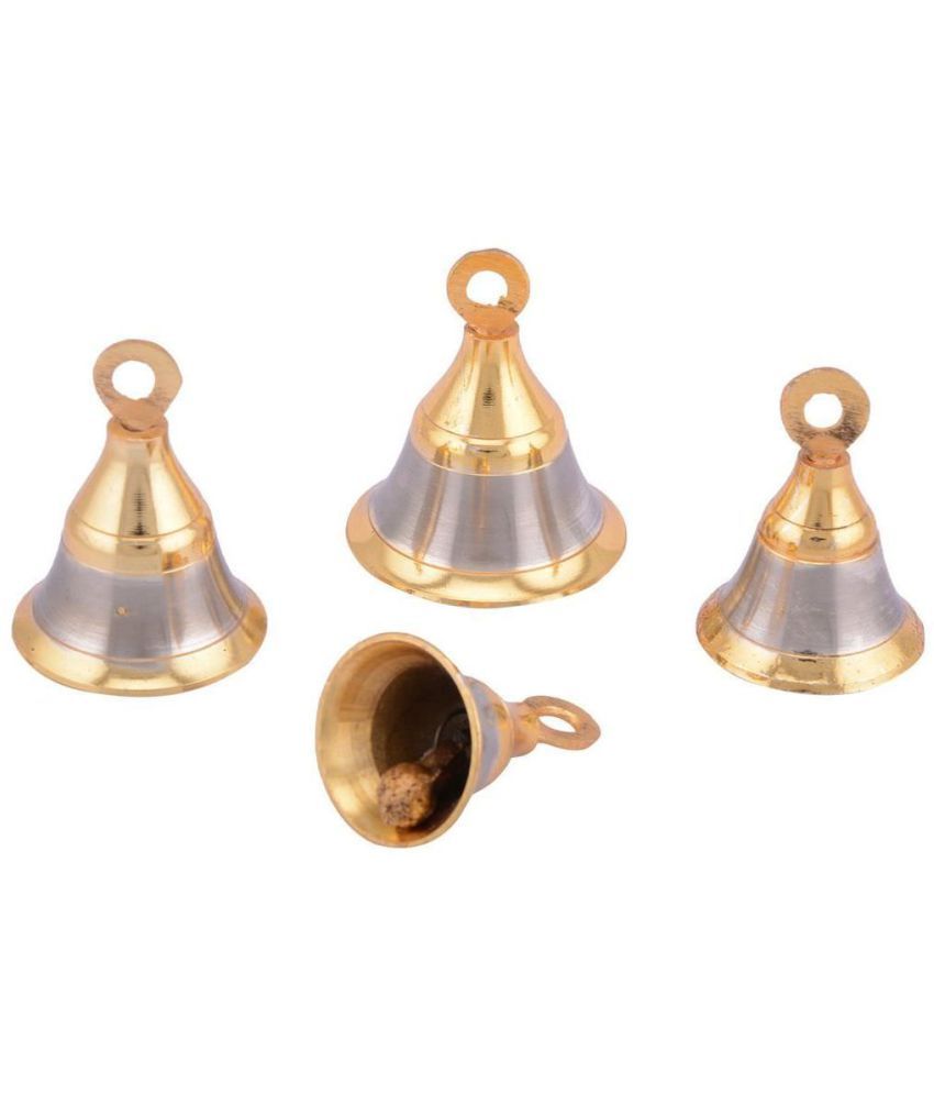 Shaks Traders POOJA ROOM BELLS SILVERGOLD 4PCS 2 inch (50mm) Buy Shaks