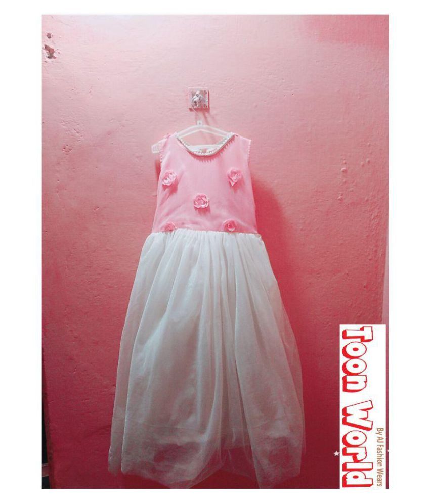 white and pink long frock
