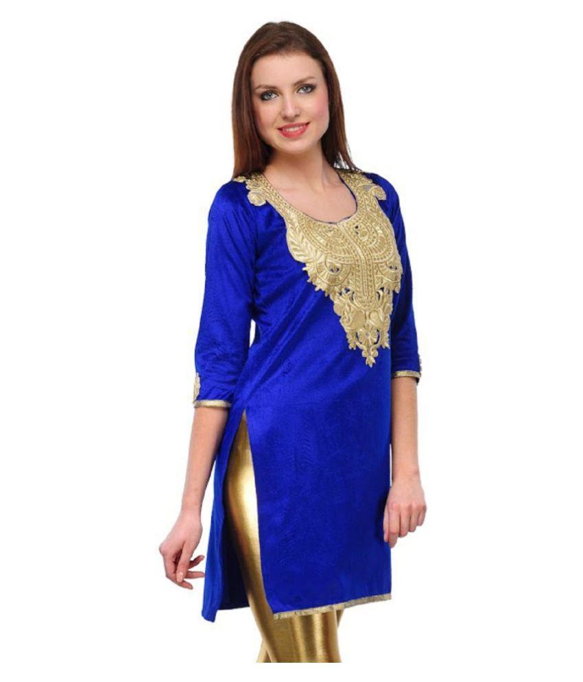 pink blue combination kurti