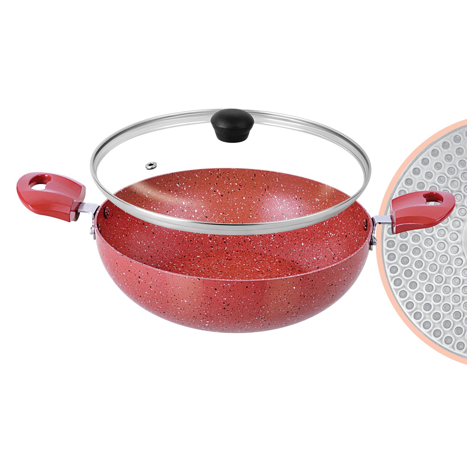 Sheffield Classic Granite Finish NonStick Kadhai with Glass Lid 2