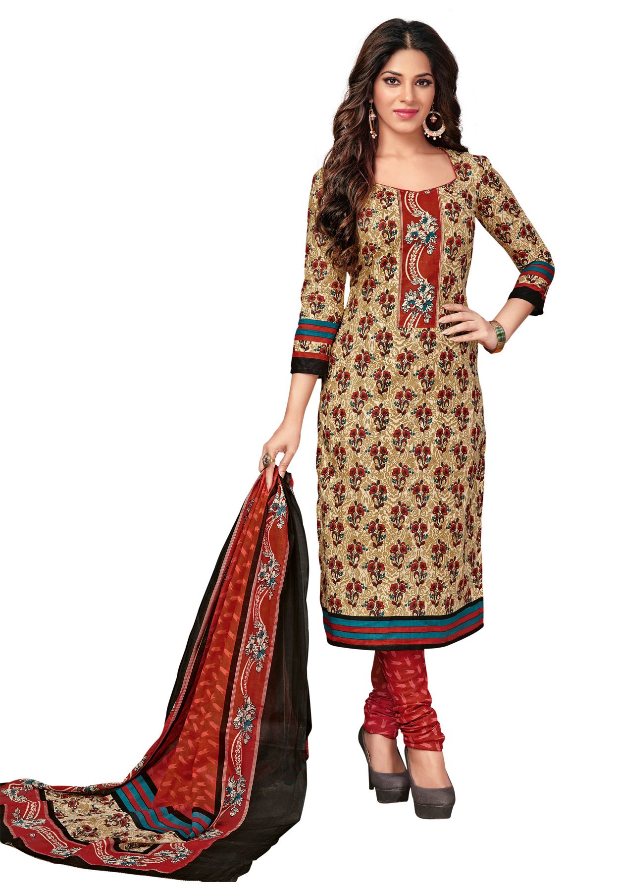 Salwar Studio Multicoloured Cotton Dress Material - Buy Salwar Studio ...