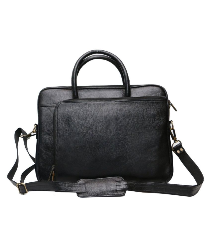 Hidekin Black Leather Office Bag Buy Hidekin Black Leather Office Bag Online at Low Price