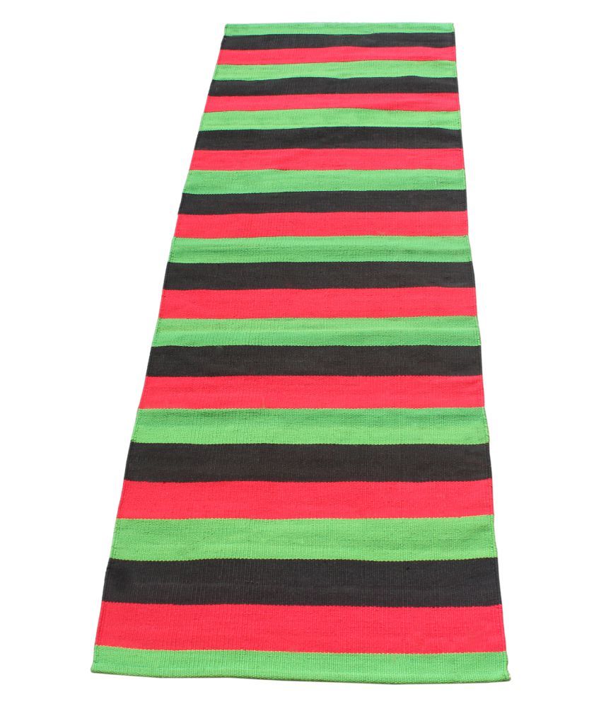 Ryan striped 100 Cotton Handwoven Yoga/exercise Mat 60 X 180 cm(green