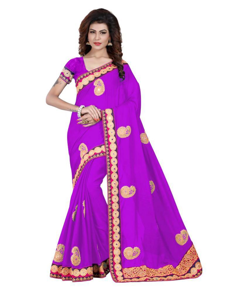 purple chiffon saree