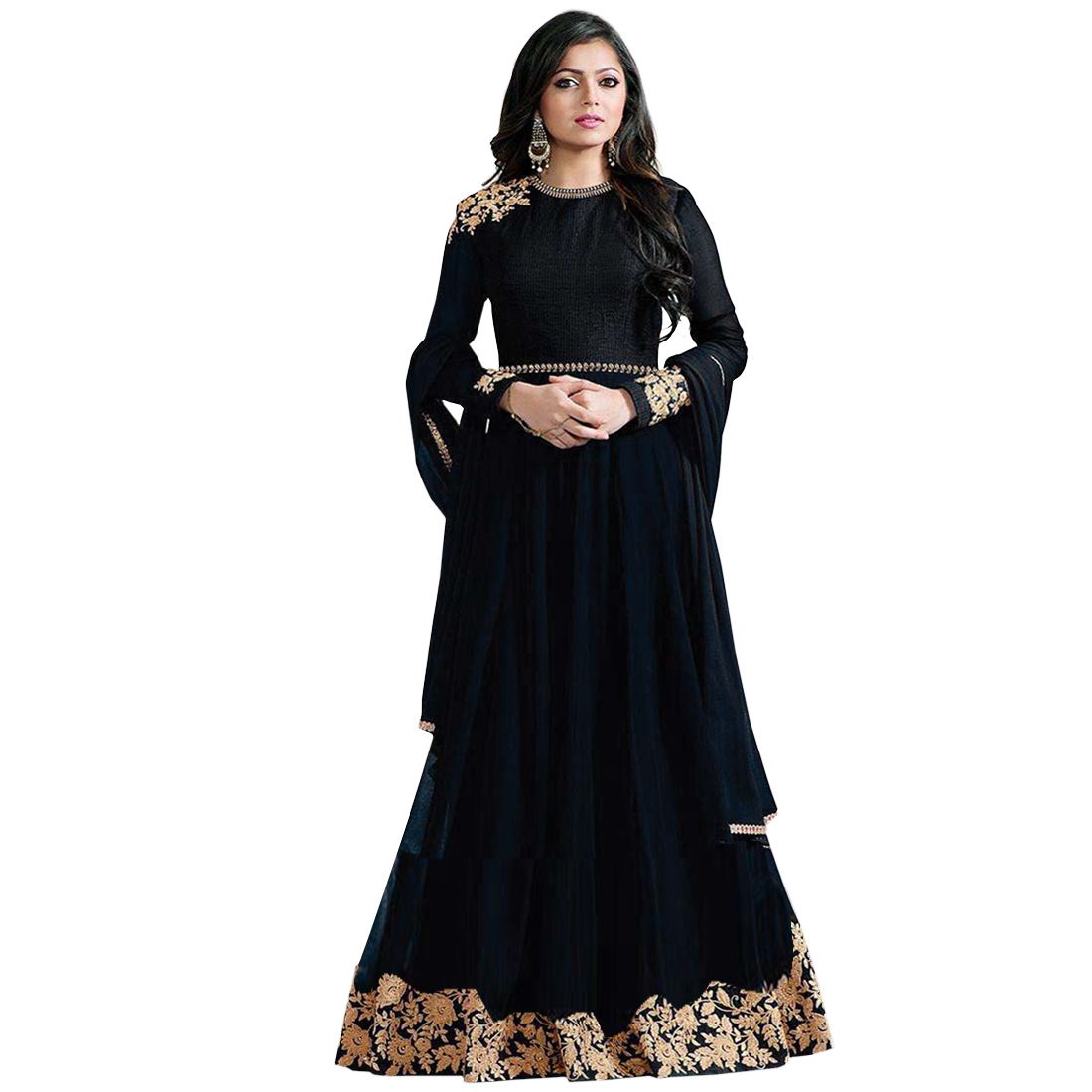 georgette black anarkali dress