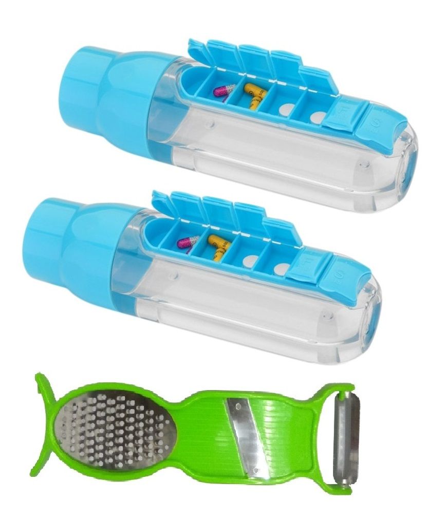 Download Jen 2 pcs Blue Pill Organizer water Bottle + 1 Multi ... Yellowimages Mockups