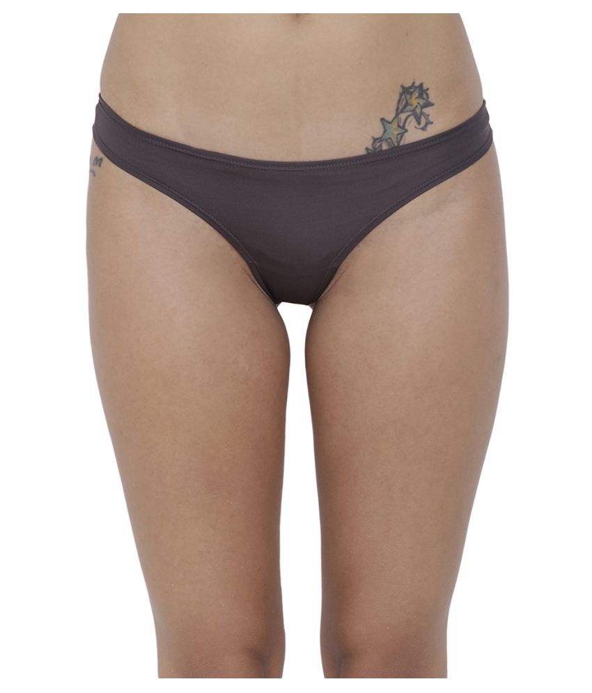 BASIICS By La Intimo - Grey Polyester Solid Women's Bikini ( Pack of 1 )