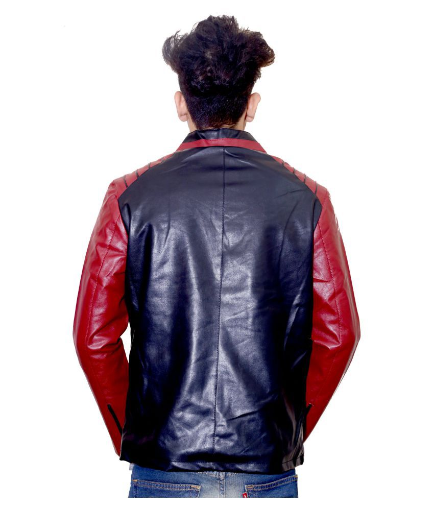 E'KUG Red Leather Jacket - Buy E'KUG Red Leather Jacket Online at Best ...