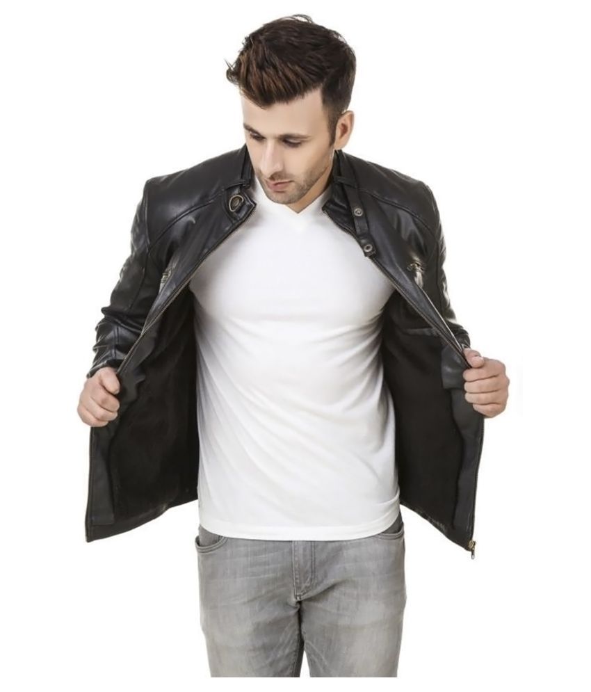 campus mall Black Leather Jacket - Buy campus mall Black Leather Jacket ...