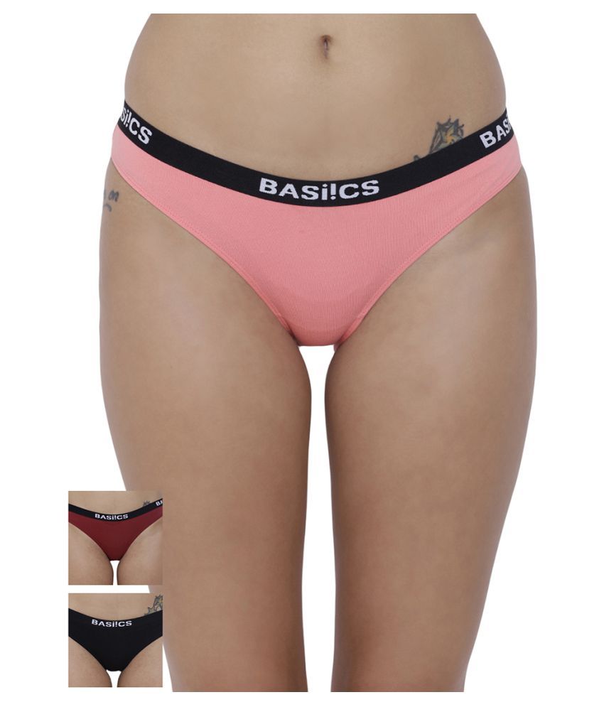     			BASIICS By La Intimo Pack of 3 Cotton Women's Briefs ( Multi Color )