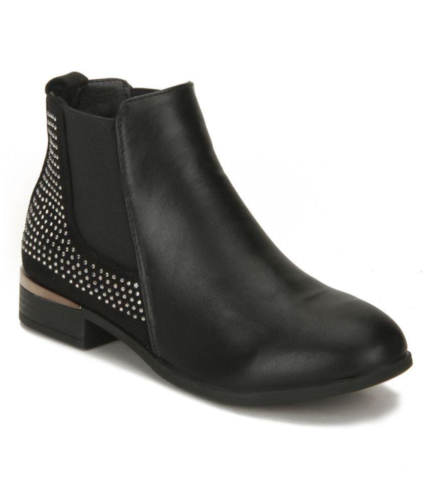 truffle collection chunky chelsea heeled ankle boots in black