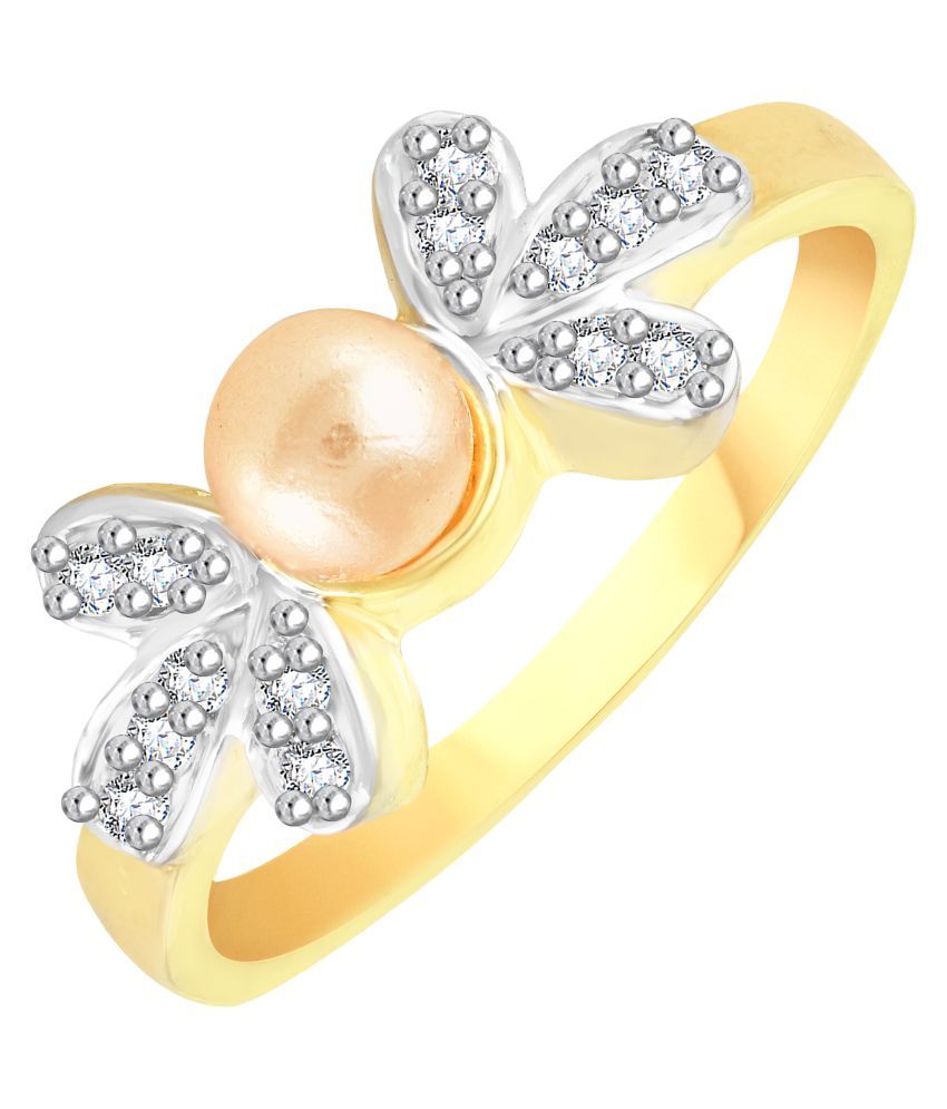 VK Jewels Pearl Studded Gold and Rhodium Plated Alloy CZ American 