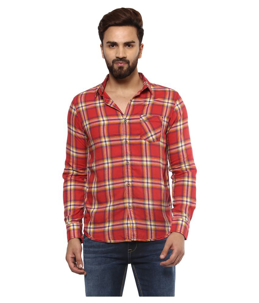 Mufti Red Slim Fit Shirt - Buy Mufti Red Slim Fit Shirt Online at Best ...