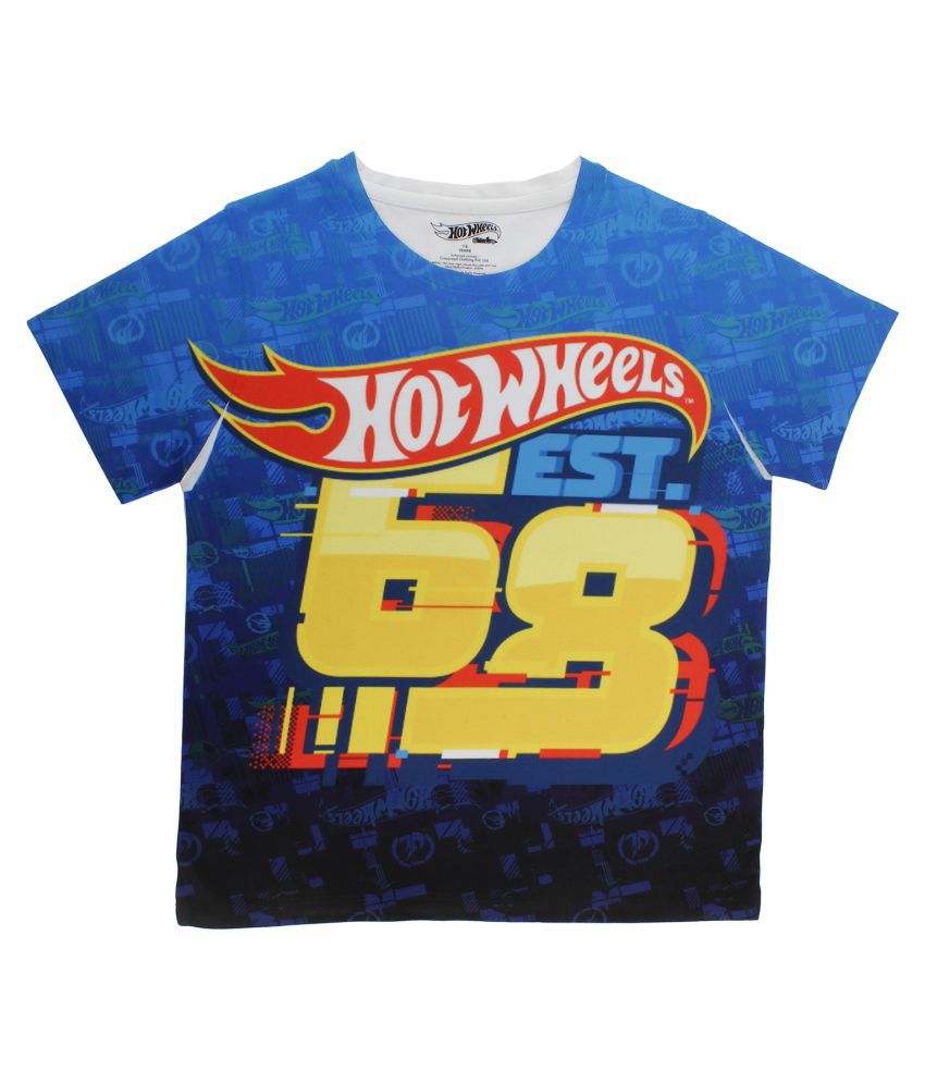 Hot Wheels Blue Polyester T-shirt For Boys - Buy Hot Wheels Blue ...