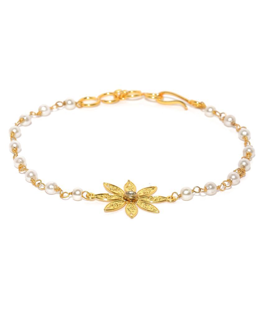Rubans Gold Plated Delicate Handcrafted Filigree Floral Pearl Bracelet