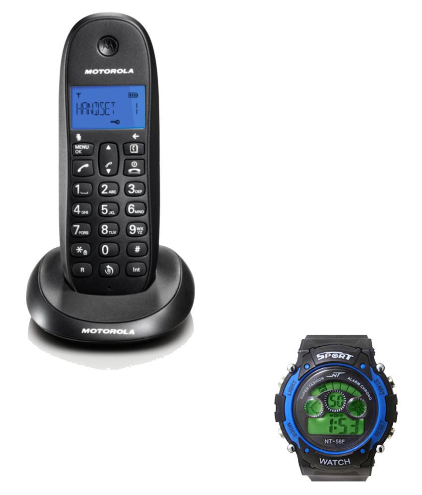     			Motorola C1001 CORDLESS PHONE DIGITAL WATCH COMBO Cordless Landline Phone ( Black )