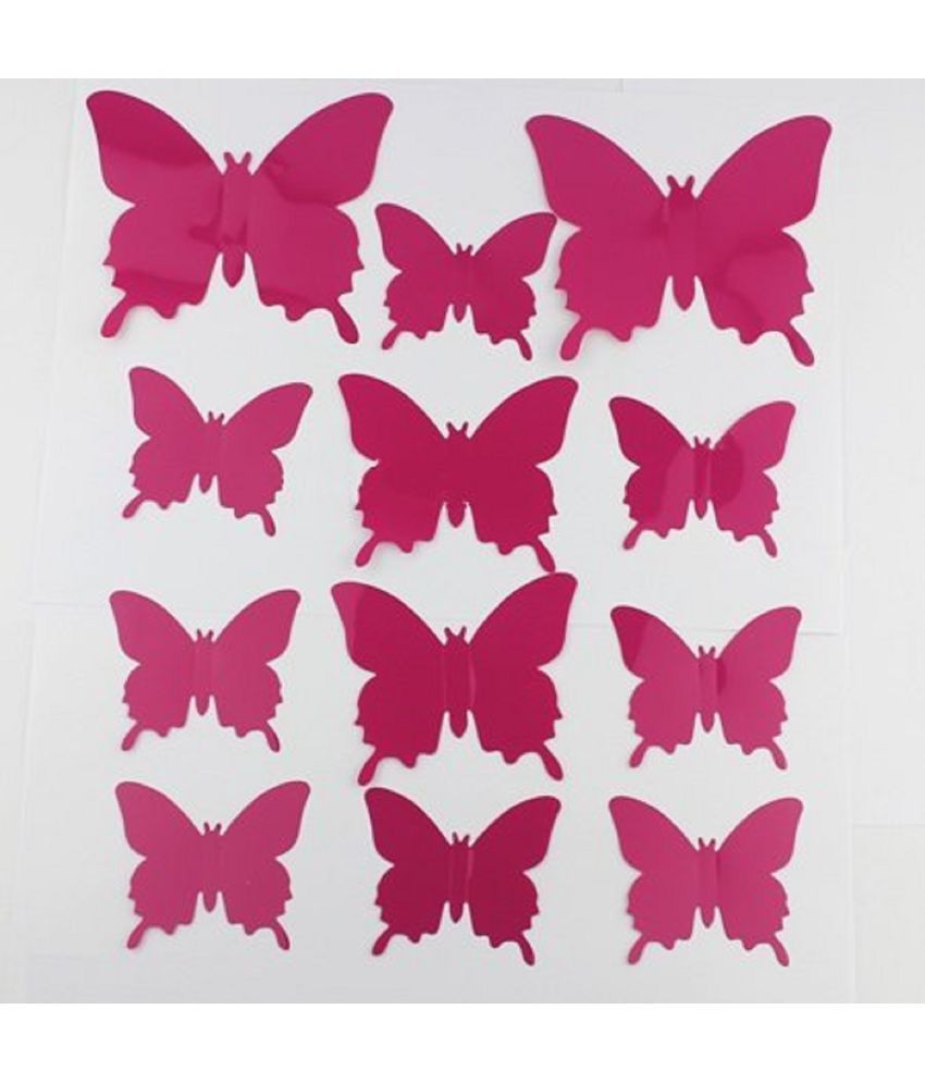     			Jaamso Royals Dark Pink 3D Butterflies Nature Theme PVC 3D Sticker