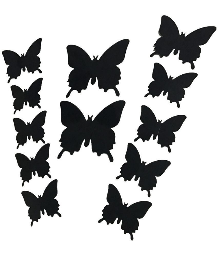     			Jaamso Royals Black 3D Butterflie Nature Theme PVC 3D Sticker