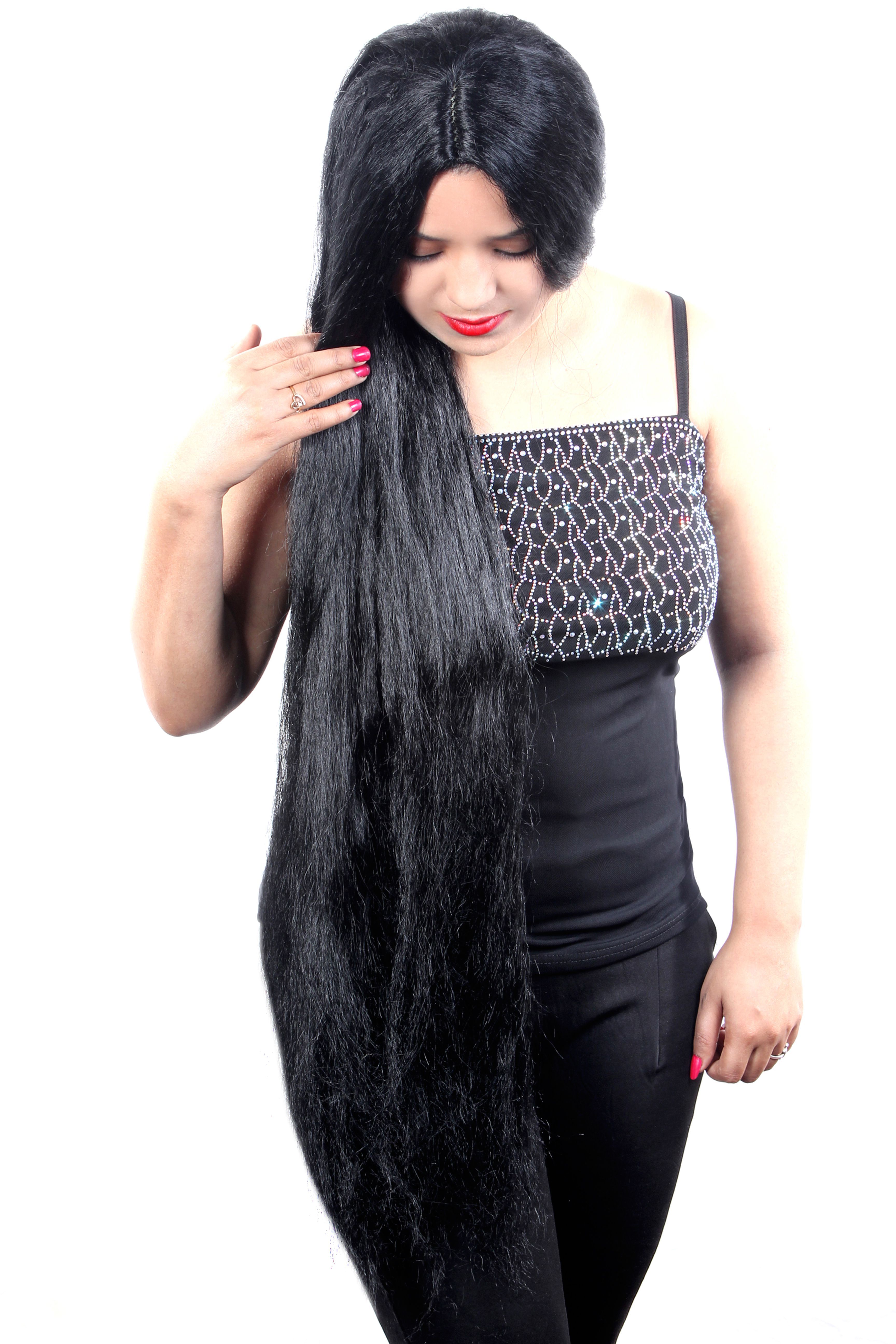 31 inch Indian Hi Long Women Black Hair wig Straight Long Indian style: Buy  Online at Low Price in India - Snapdeal