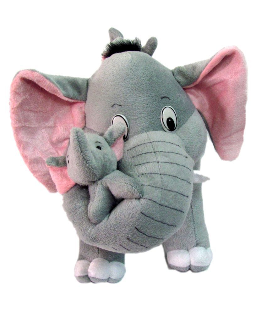     			Tickles Mother Elephant with Two Babies Soft Stuffed Plush Toy for Kids Baby Boys & Girls Birthday Gifts Home Decoration (Color: Grey Size: 41 cm)