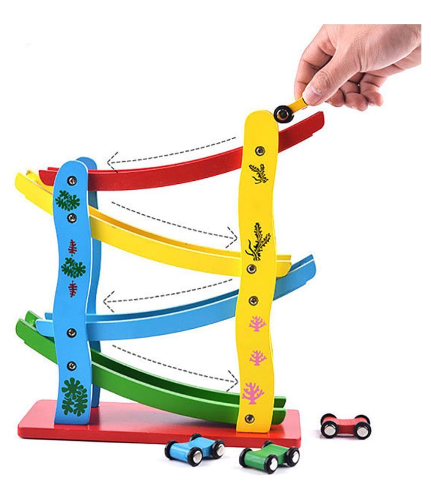 Sanyal 4Level Wooden Ramp Racer Miniature Games Speeding Car Toy, Race