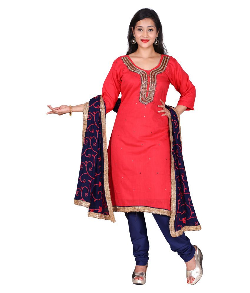 The Chennai Silks Pink Cotton Dress Material Buy The Chennai Silks