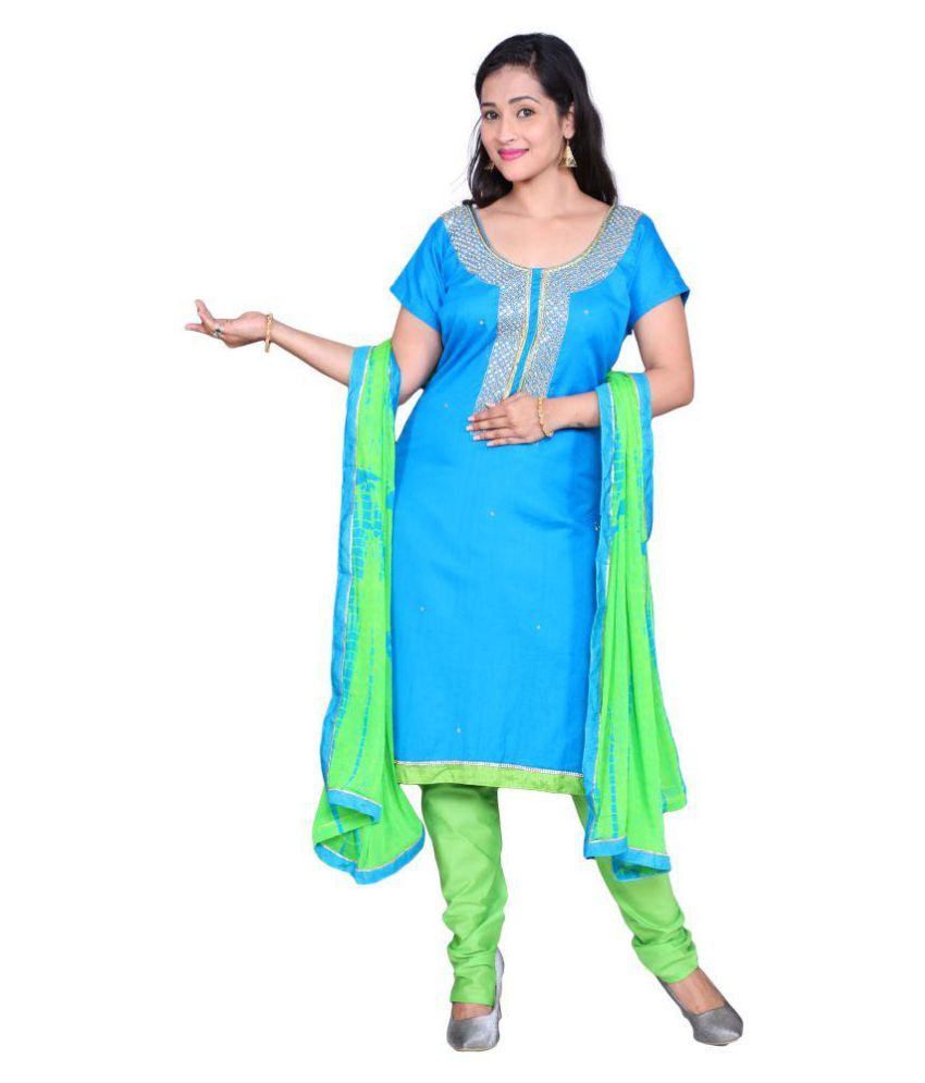 The Chennai Silks Blue Cotton Dress Material Buy The Chennai Silks