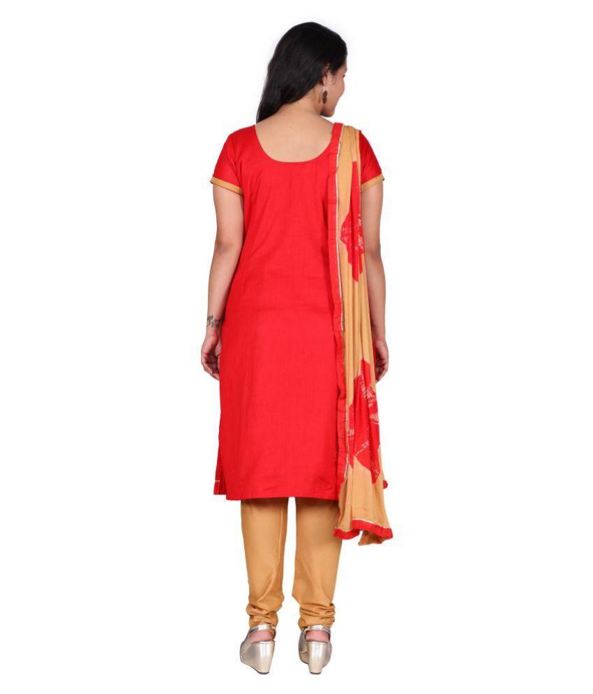 The Chennai Silks Red Cotton Dress Material Buy The Chennai Silks Red