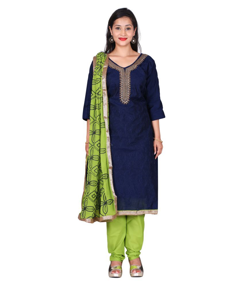 The Chennai Silks Blue Cotton Dress Material Buy The Chennai Silks