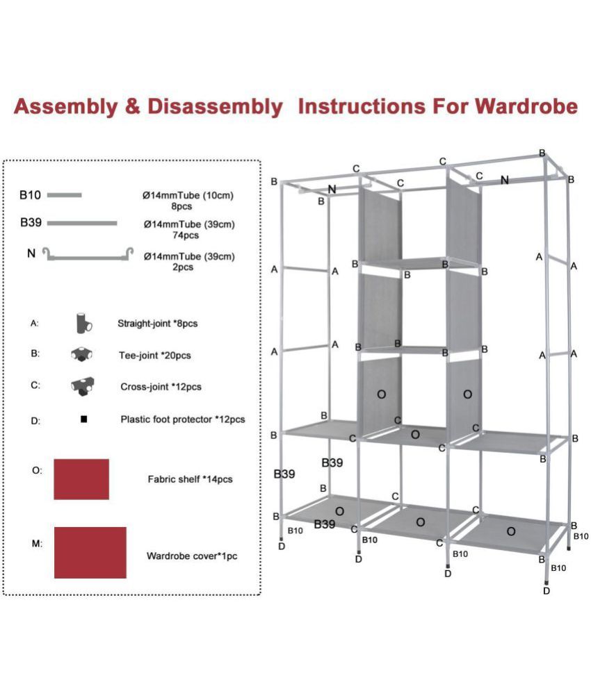 Multipurpose Portable Nonwoven Canvas Folding Fabric Wardrobe With
