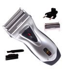 SJ Cordless Rechargeable Double Bladed Hair Shaver with Trimmer Clipper for Men Foil Shaver ( Silver )