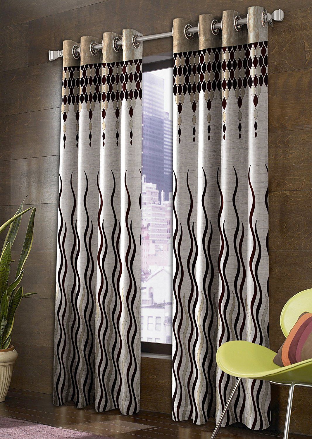 Panipat Textile Hub Set of 2 Door Eyelet Jute Curtains Brown Buy