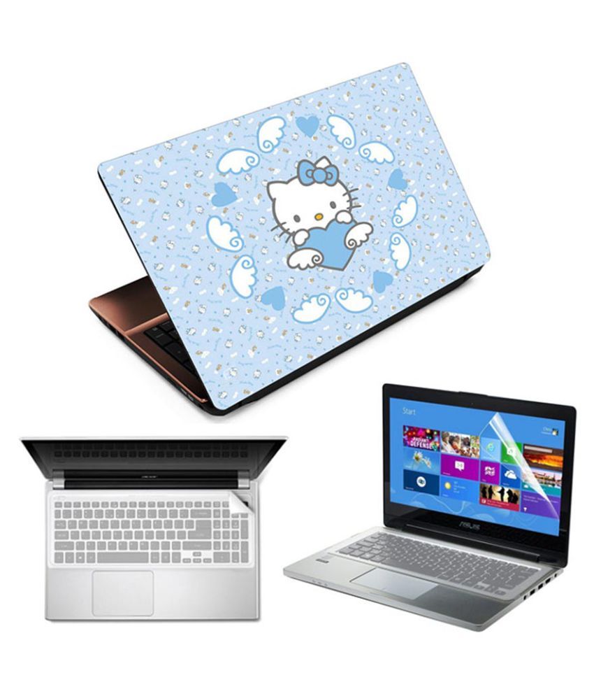 FineArts Hello  Kitty  3 In 1 Combo of Printed Laptop  Skin  