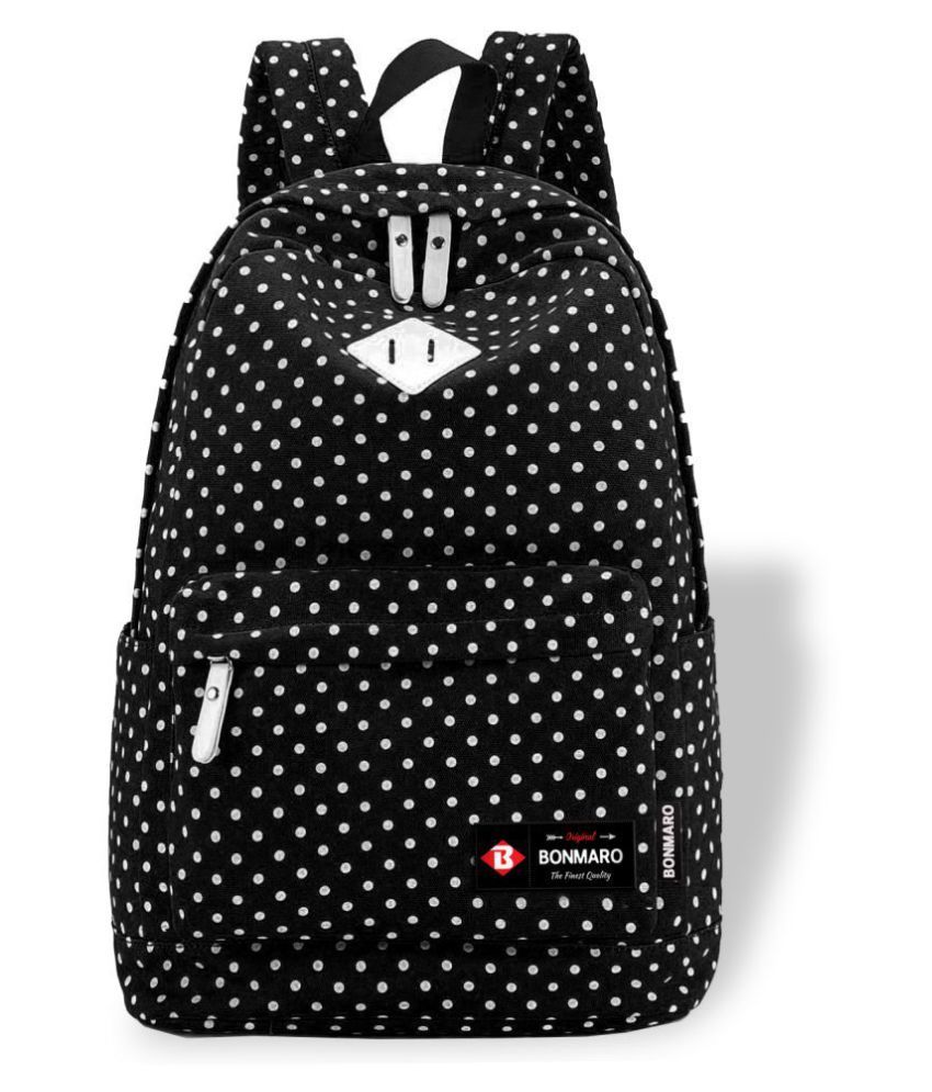 black polka dot backpack