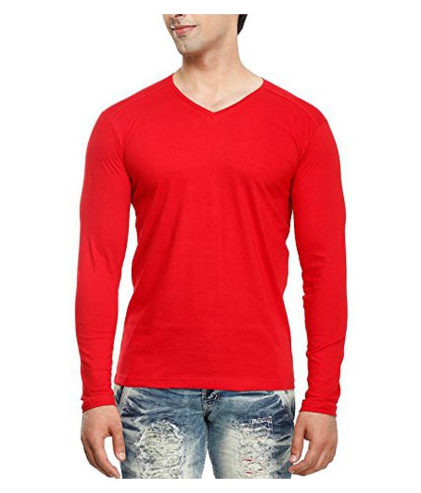 Inf Red V-Neck T-Shirt - Buy Inf Red V-Neck T-Shirt Online at Low Price ...