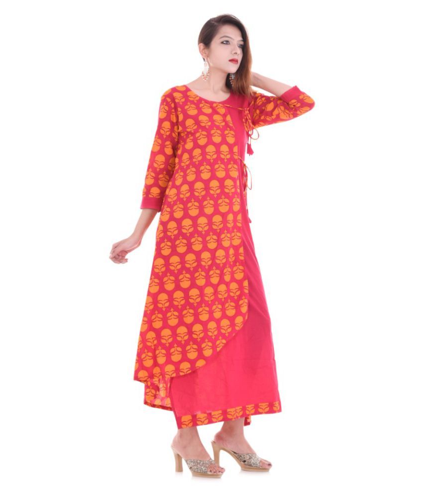 Shopping Rajasthan Pink Cotton Straight Kurti - Buy Shopping Rajasthan ...