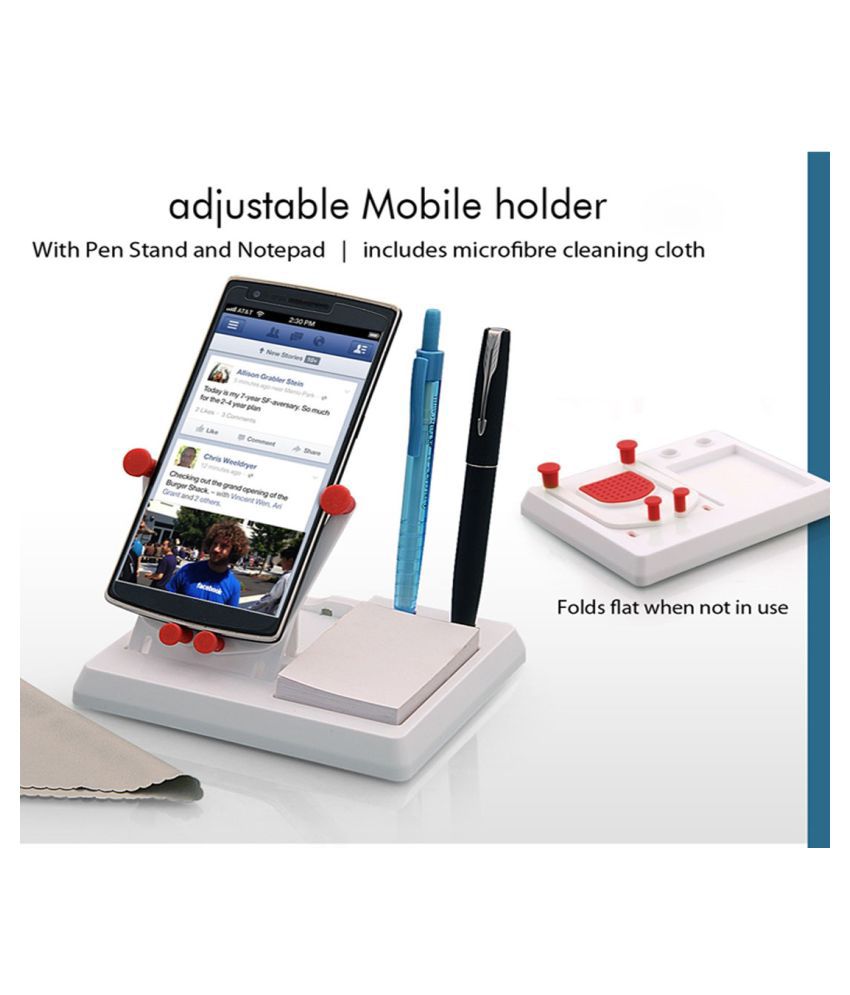     			Jeeya Mobile holder with angle adjustment, pen stand, and notepad (Pack of 1)