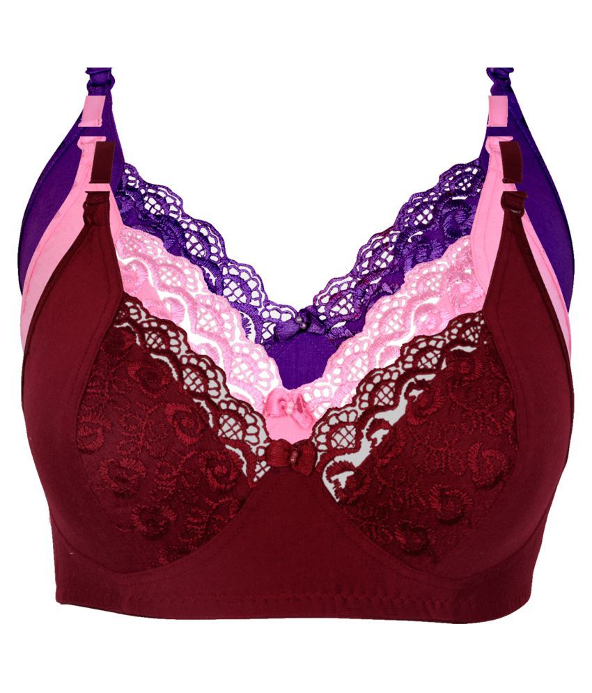 Buy Kiran Enterprises Cotton Minimizer Bra Maroon Online at Best