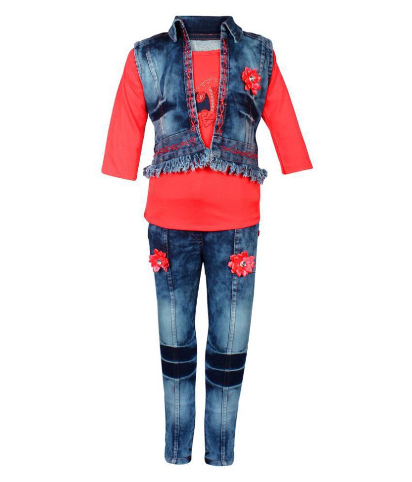     			Arshia fashions Girls Party Wear Top Jeans and Jacket set - GR261R