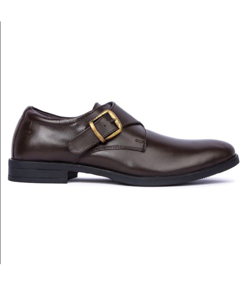 Baskin Louis Monk Strap Genuine Leather Brown Formal Shoes