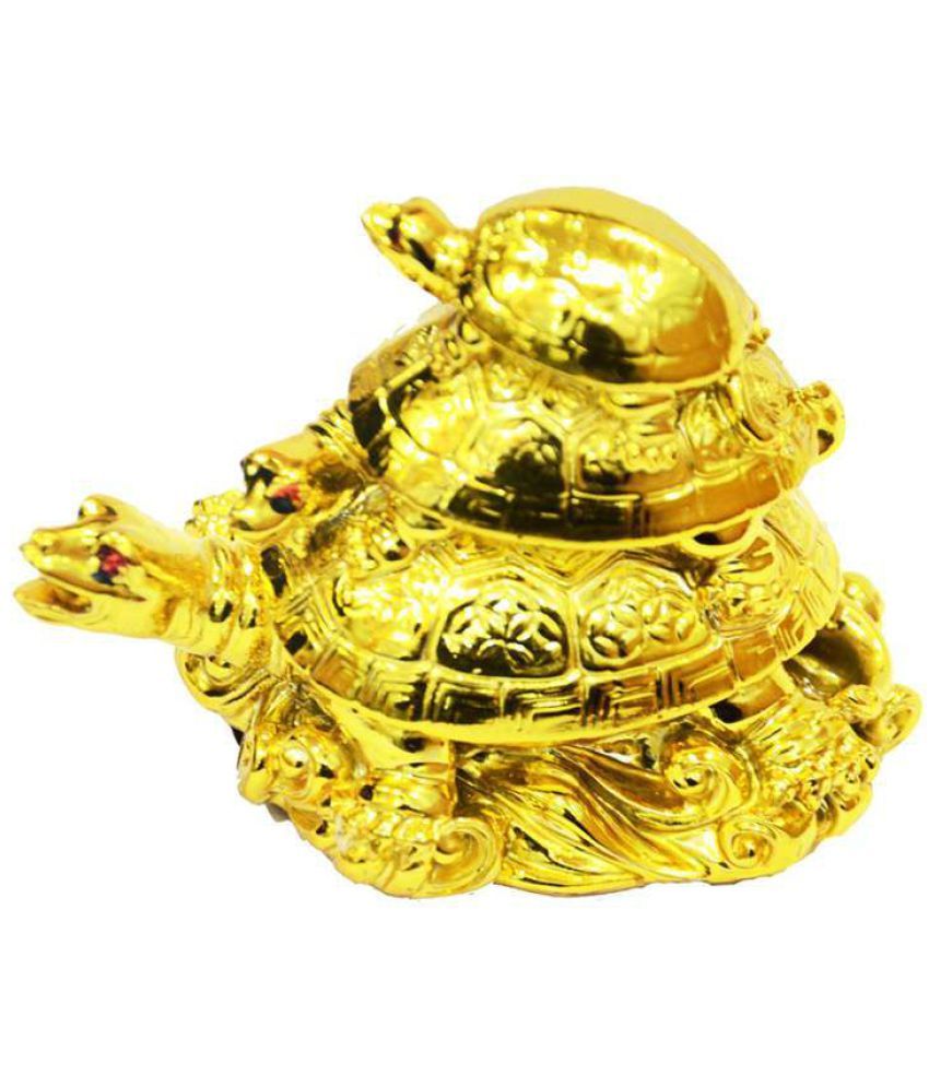     			Sagar Collection Three Tiered Feng Shui Tortoises Gold