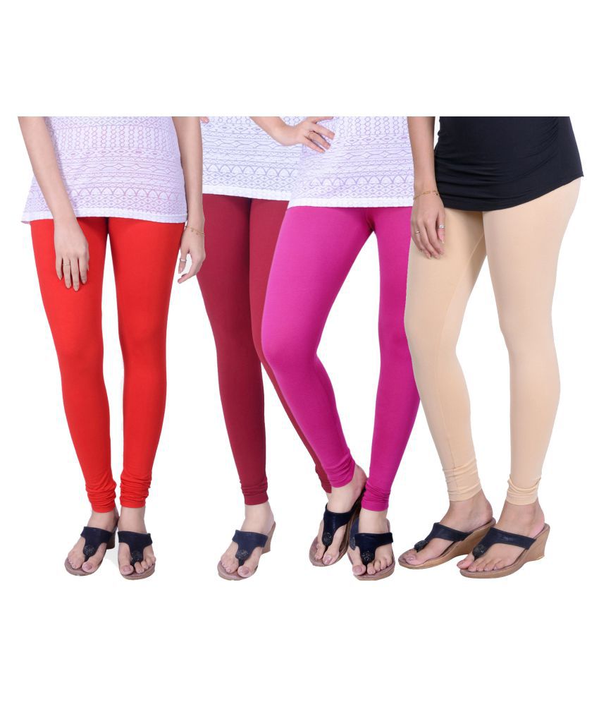     			TCG Combo of 4 Leggings Gray, Red, Pink & Orange_GL414