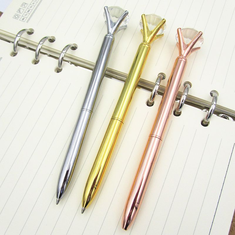     			New 3D Crystal Ballpoint Pen Fashion Girl 19 Carat Large Diamond Metal Pen Material Escolar Bolis Escolares  Novelty Pens (Black)