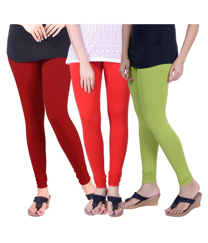 TCG Combo of 3 Leggings Rama Green, Red & Maroon_GL304 Buy TCG Combo